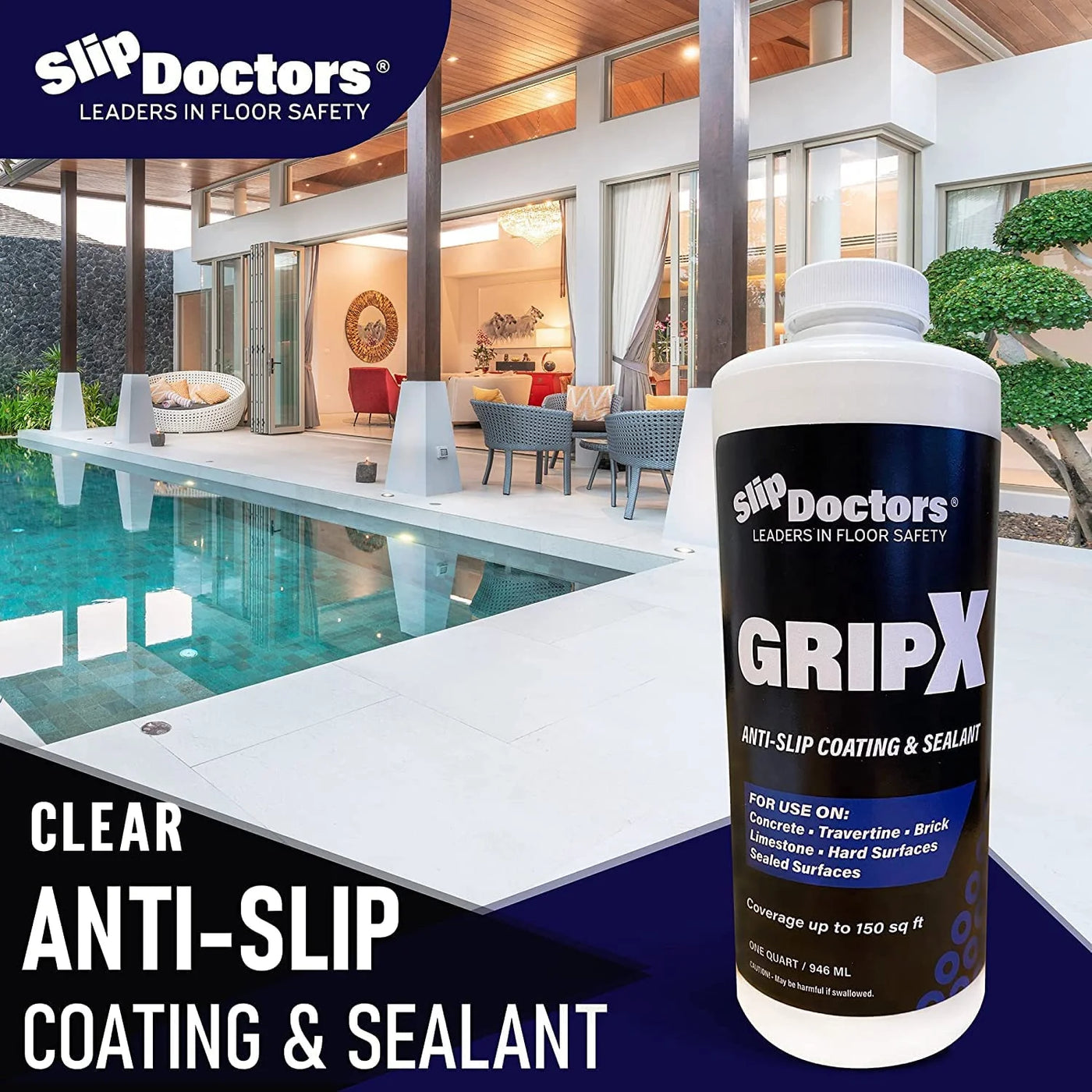 GripX Anti-Slip Coating & Sealer for Tiles, Concrete & Stone