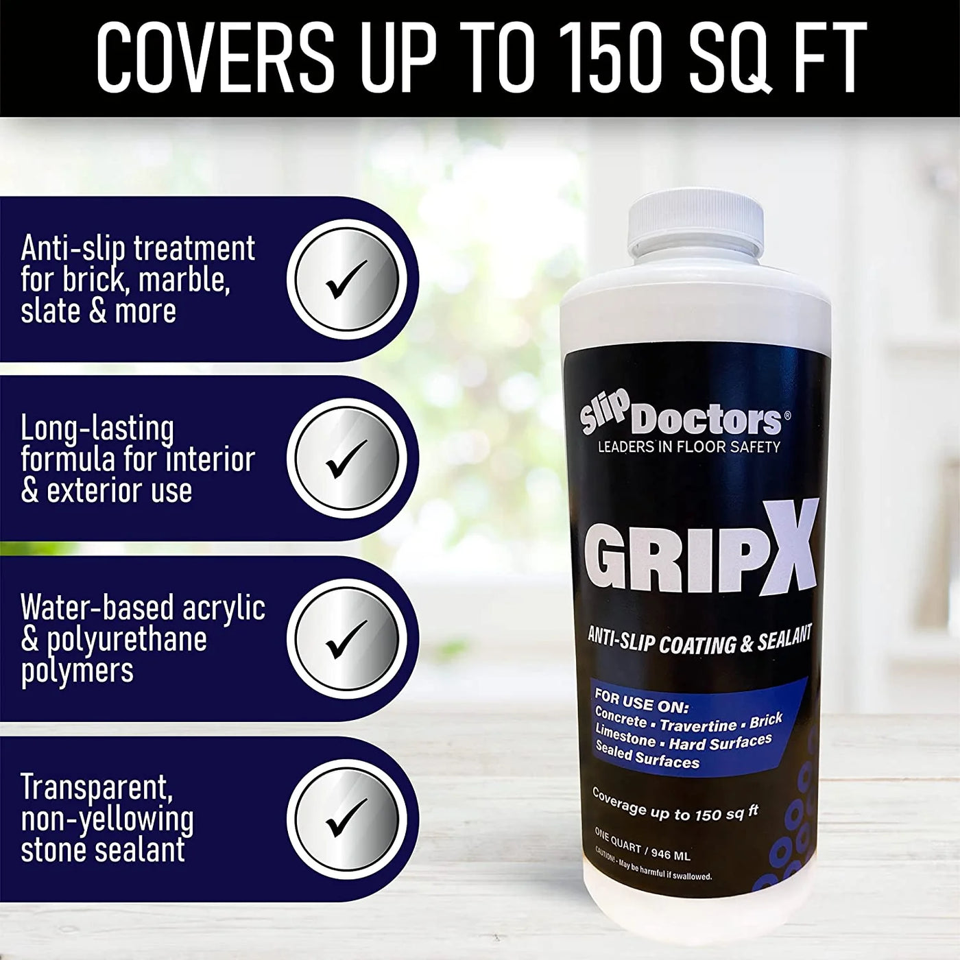 GripX Anti-Slip Coating & Sealer for Tiles, Concrete & Stone