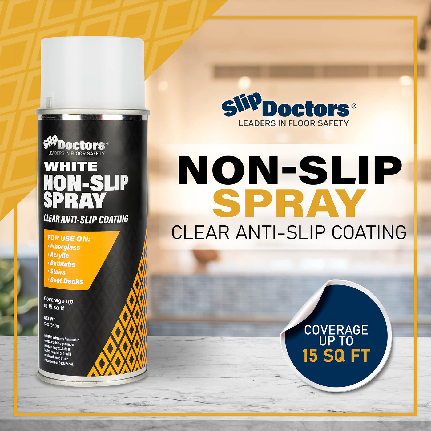 Clear Anti-Slip Spray for Tile Floors, Bathtubs & Showers